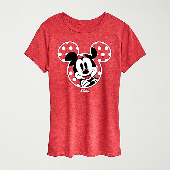 Ears Womens Crew Neck Short Sleeve Regular Fit Mickey Mouse Graphic T-Shirt