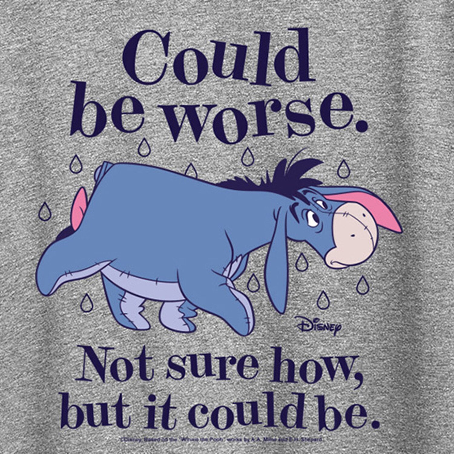 Could Be Worse Eeyore Womens Crew Neck Short Sleeve Regular Fit Graphic T-Shirt