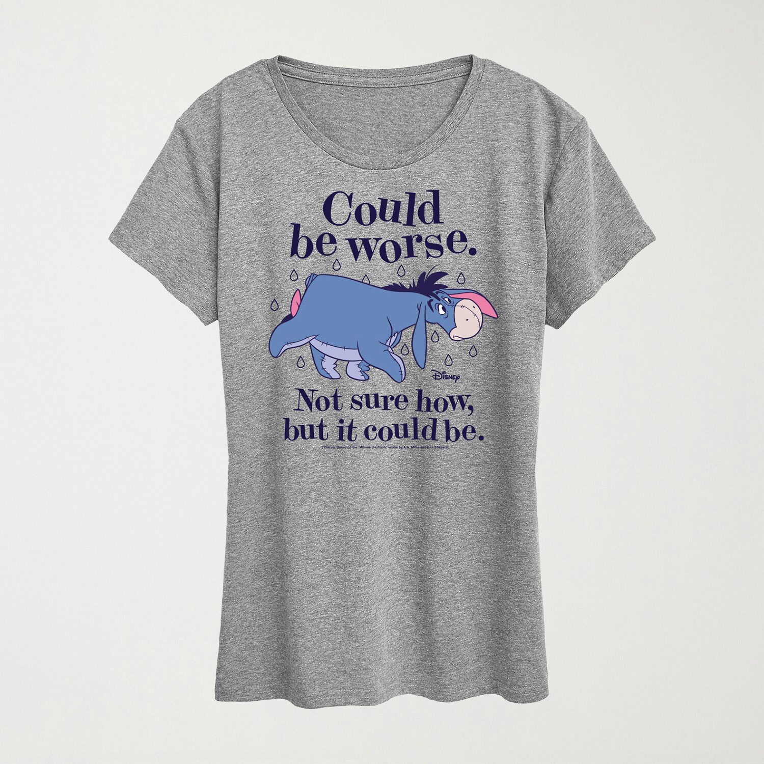 Could Be Worse Eeyore Womens Crew Neck Short Sleeve Regular Fit Graphic T-Shirt