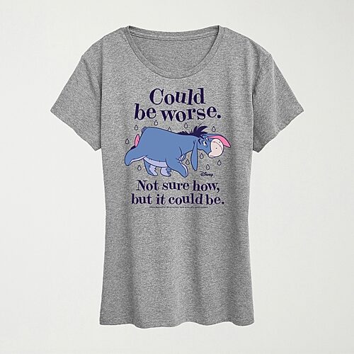 Hybrid Tees Could Be Worse Eeyore Womens Crew Neck Short Sleeve Regular Fit Eeyore Graphic T-shirt In Gray