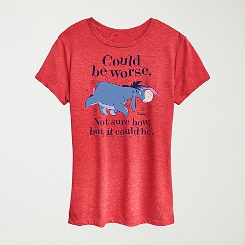 Could Be Worse Womens Crew Neck Short Sleeve Regular Fit Eeyore Graphic T-Shirt, Medium, Red