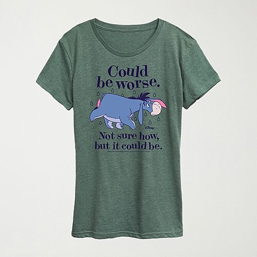 Hybrid Tees Could Be Worse Eeyore Womens Crew Neck Short Sleeve Regular Fit Eeyore Graphic T-shirt In Green