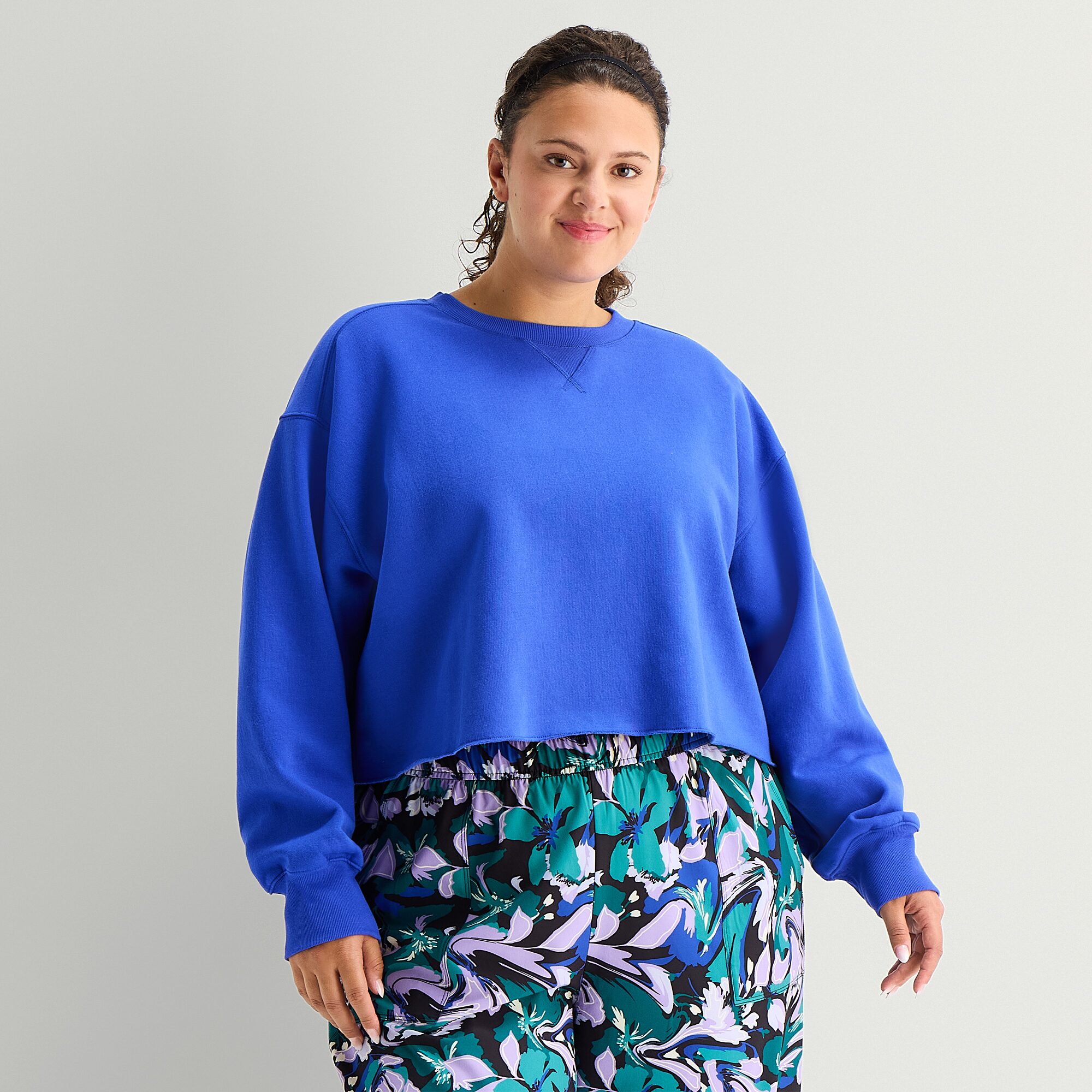 Xersion Womens Crew Neck Long Sleeve Plus Sweatshirt