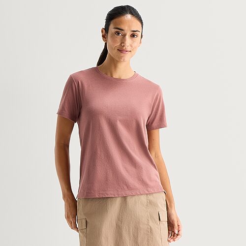 Xersion Womens Cotton Crew Neck Short Sleeve T-Shirt, Medium, Red
