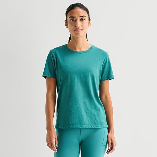 Xersion Womens Cotton Crew Neck Short Sleeve T-Shirt, Medium, Green
