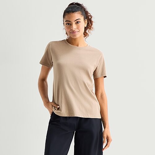 Xersion Womens Cotton Crew Neck Short Sleeve T-Shirt, Medium, Brown