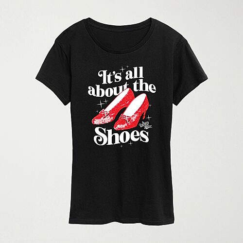 Hybrid Tees All About The Shoes Womens Crew Neck Short Sleeve Regular Fit The Wizard Of oz Graphic T-shirt In Black