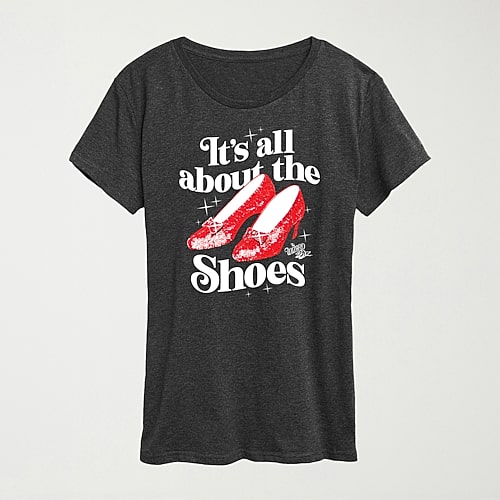 Hybrid Tees All About The Shoes Womens Crew Neck Short Sleeve Regular Fit The Wizard Of oz Graphic T-shirt In Gray
