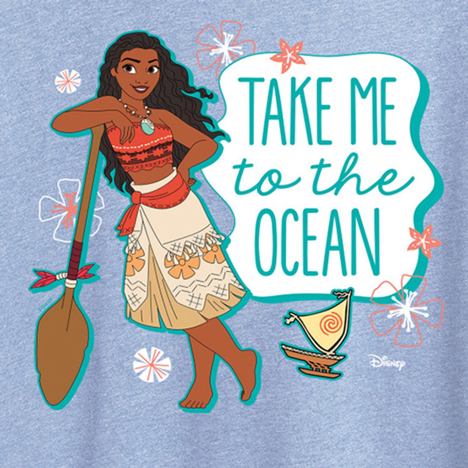 Take Me To The Ocean Womens Crew Neck Short Sleeve Regular Fit Moana Graphic T-Shirt