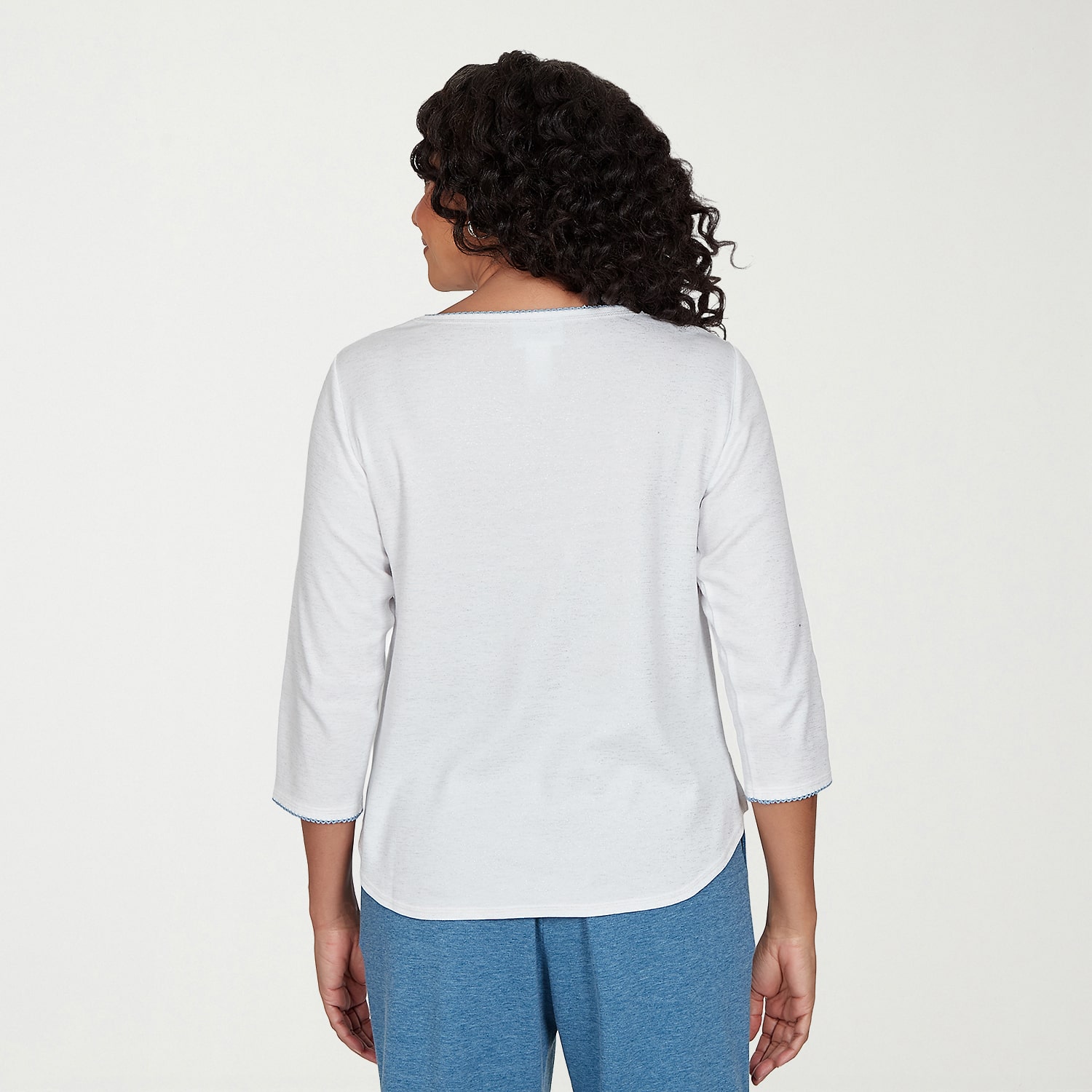 Alfred Dunner Easy Does It Womens Crew Neck 3/4 Sleeve T-Shirt