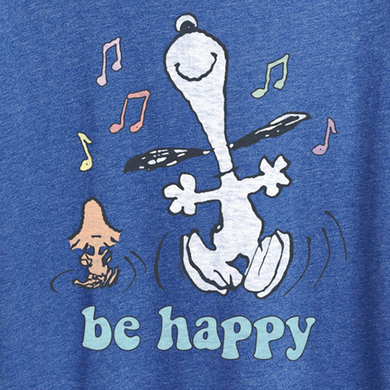 Be Happy Womens Crew Neck Short Sleeve Regular Fit Peanuts Snoopy Graphic T-Shirt