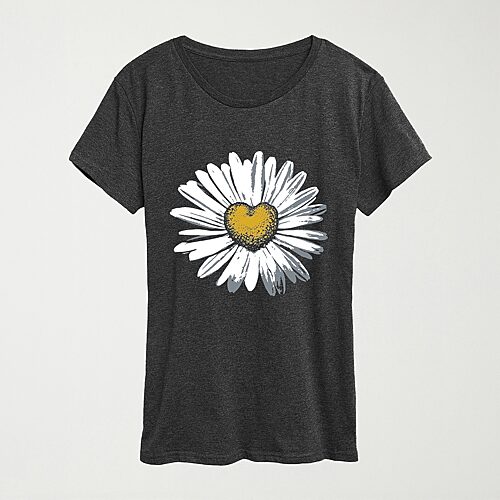 Hybrid Tees Womens Crew Neck Short Sleeve Regular Fit Graphic T-shirt In Gray