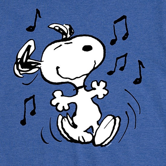 Dancing Womens Crew Neck Short Sleeve Regular Fit Snoopy Graphic T-Shirt