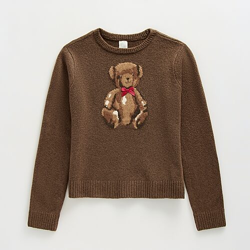 Thereabouts Little & Big Kid Girls Round Neck Long Sleeve Pullover Sweater In Brown
