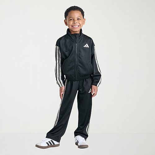 adidas Little Boys Logo Knit 2-pc. Track Suit, 4, Black