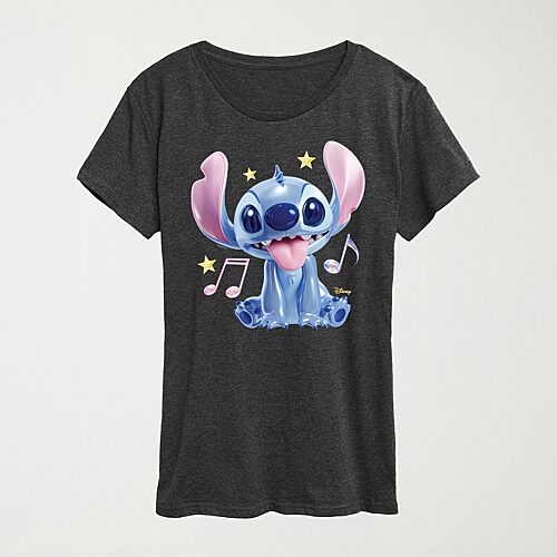 Hybrid Tees Music Womens Crew Neck Short Sleeve Regular Fit Graphic T-shirt In Gray