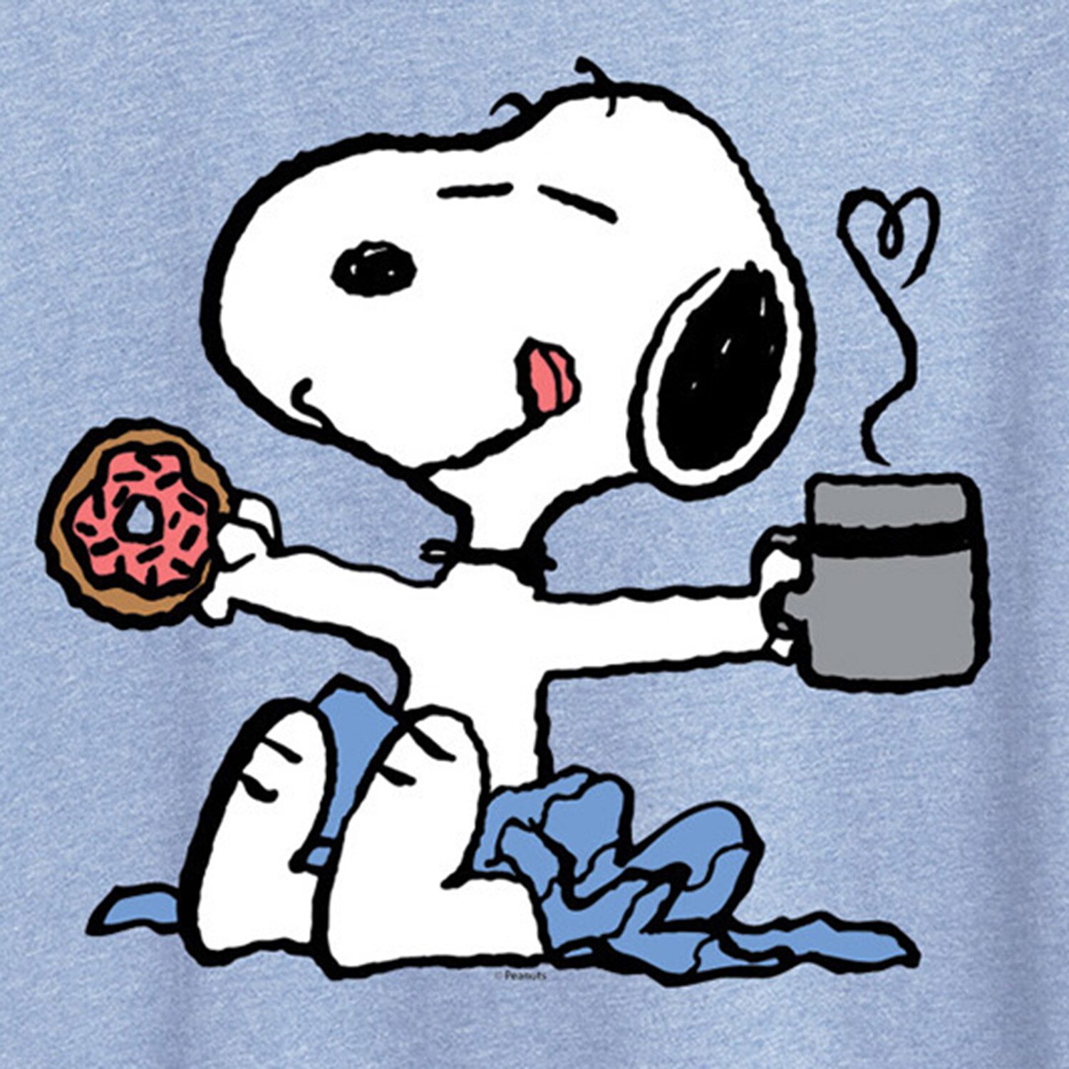 Donut Coffee Womens Crew Neck Short Sleeve Regular Fit Peanuts Snoopy Graphic T-Shirt