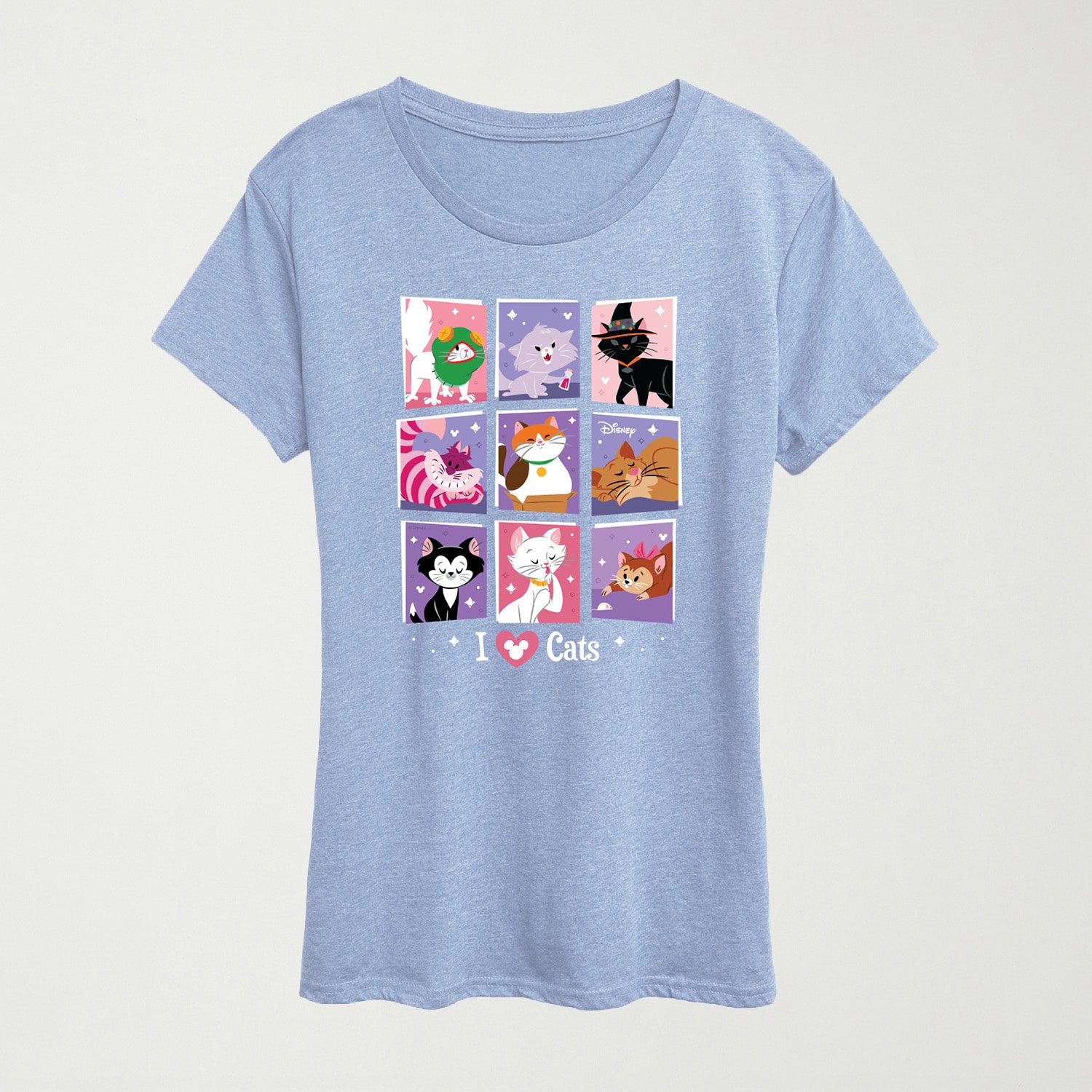 Grid Of Assorted Cats Womens Crew Neck Short Sleeve Regular Fit The Aristocats Graphic T-Shirt
