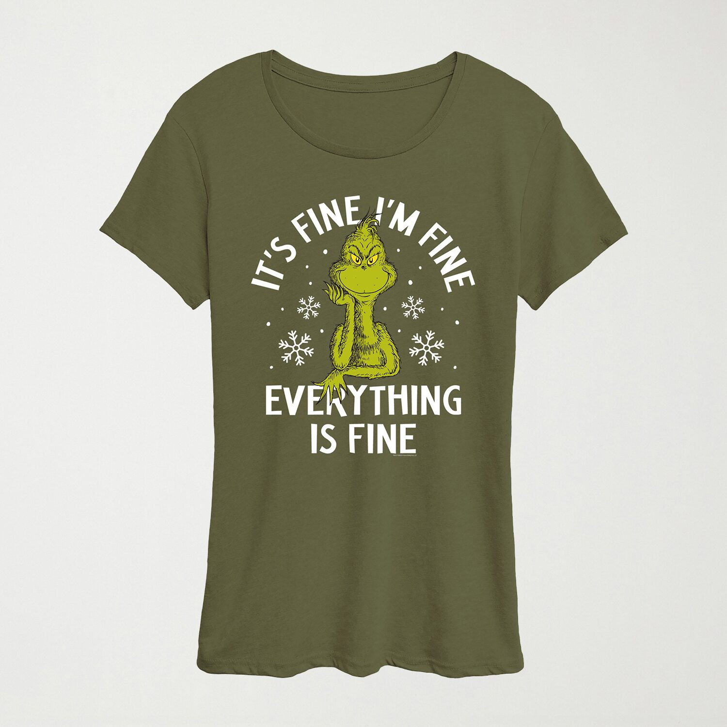 Its Fine Womens Crew Neck Short Sleeve Regular Fit Grinch Graphic T-Shirt