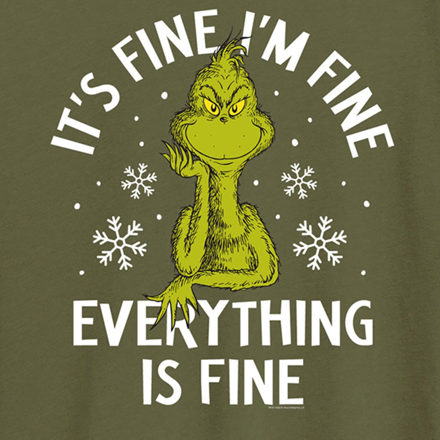 Its Fine Womens Crew Neck Short Sleeve Regular Fit Grinch Graphic T-Shirt