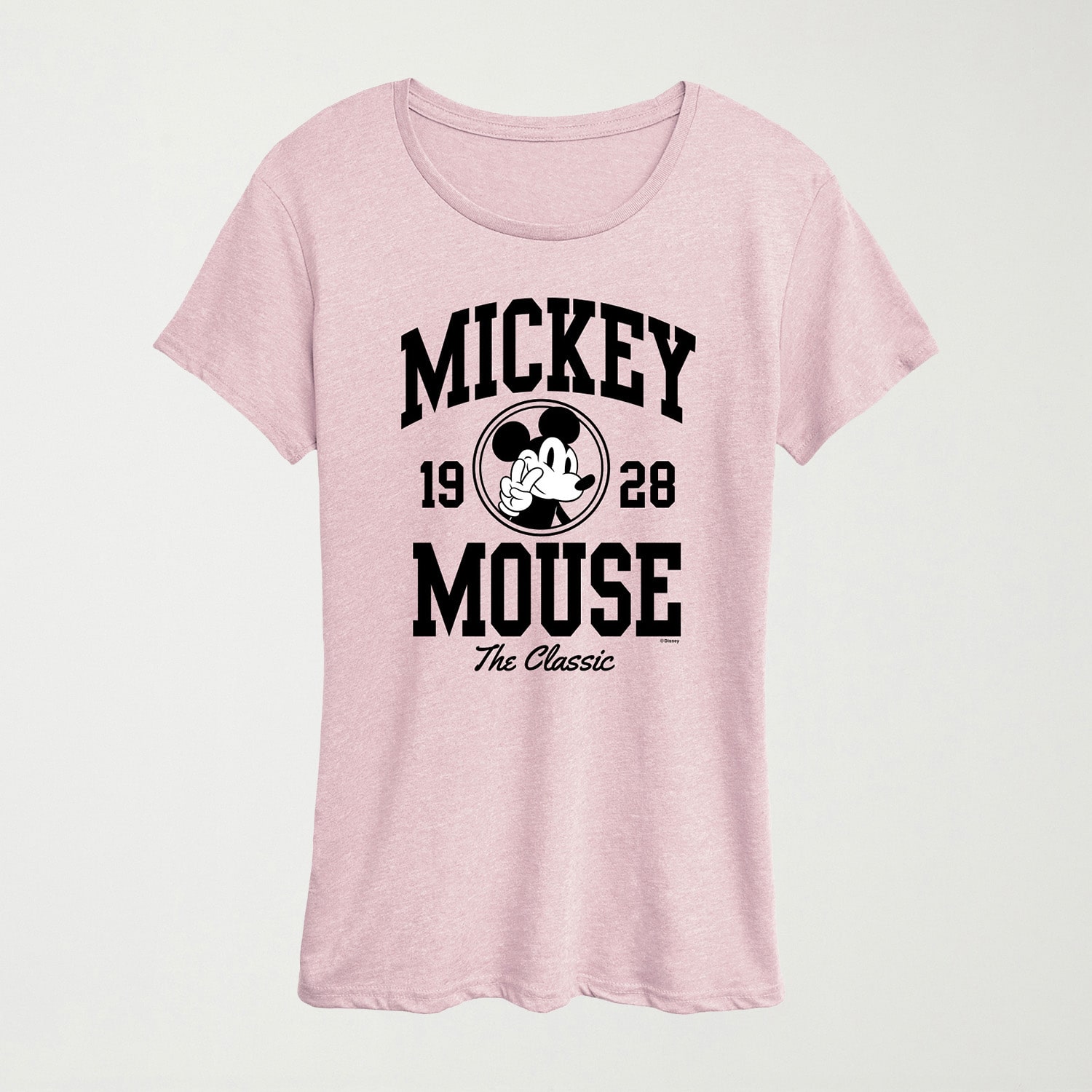 Collegiate The Classic Womens Crew Neck Short Sleeve Regular Fit Mickey Mouse Graphic T-Shirt