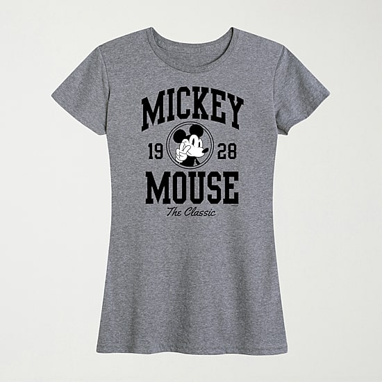 Collegiate The Classic Womens Crew Neck Short Sleeve Regular Fit Mickey Mouse Graphic T-Shirt