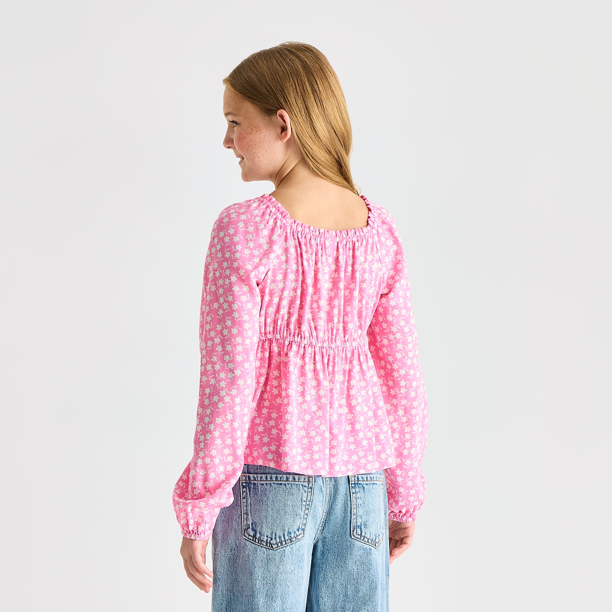 Thereabouts Little & Big Kid Girls Square Neck Long Sleeve Blouse