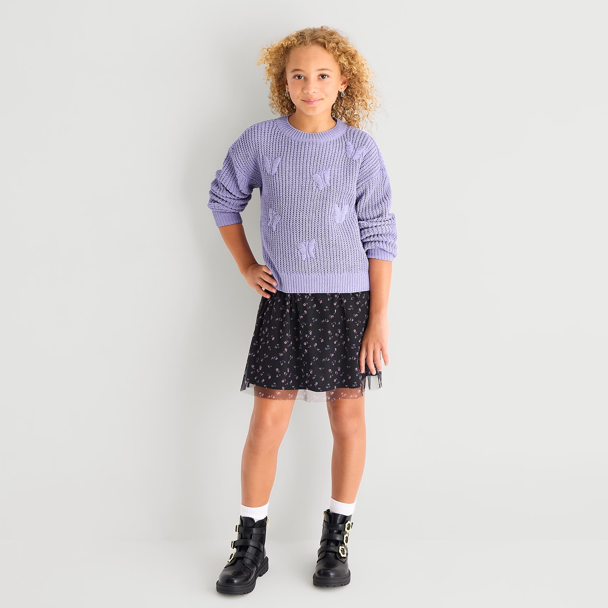 Thereabouts Little & Big Kid Girls Crew Neck Long Sleeve Pullover Sweater