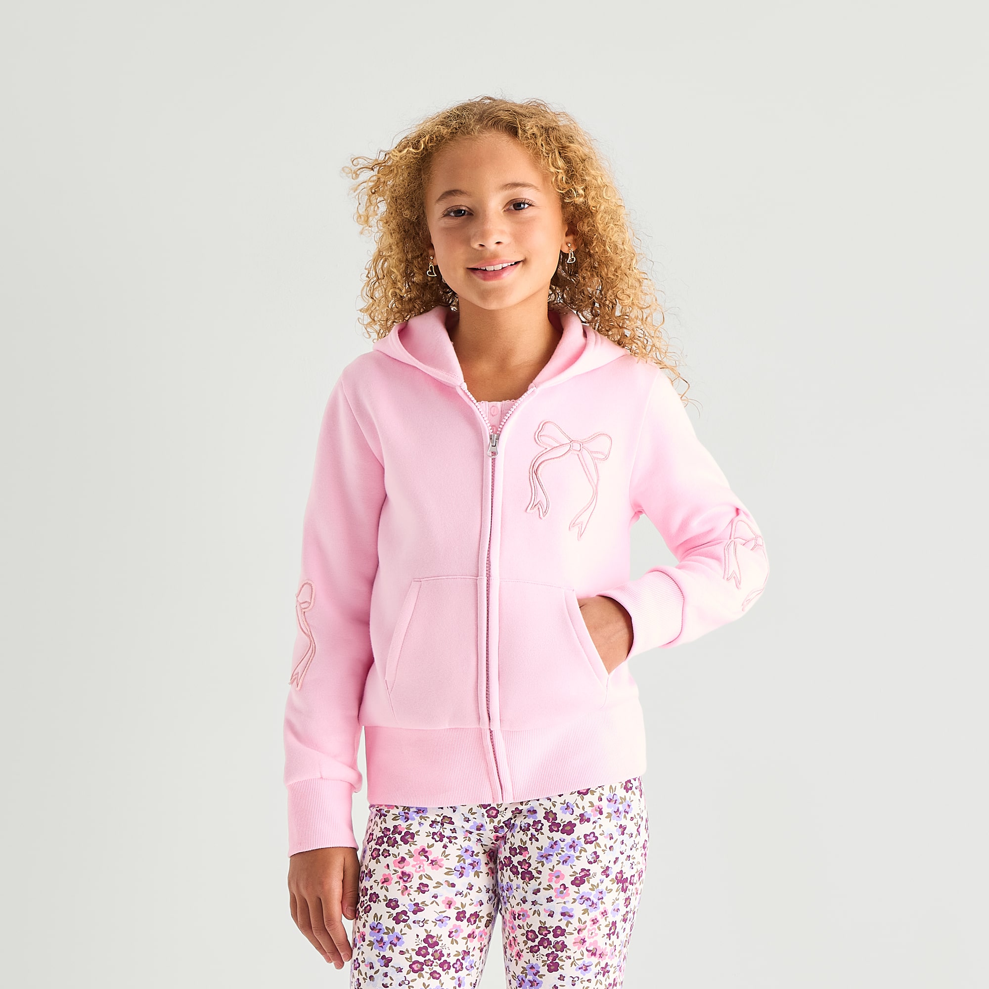 Thereabouts Little & Big Kid Girls Long Sleeve Fleece Zipper Hoodie