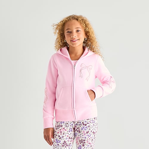 Thereabouts Little & Big Kid Girls Long Sleeve Fleece Zipper Hoodie In Pink