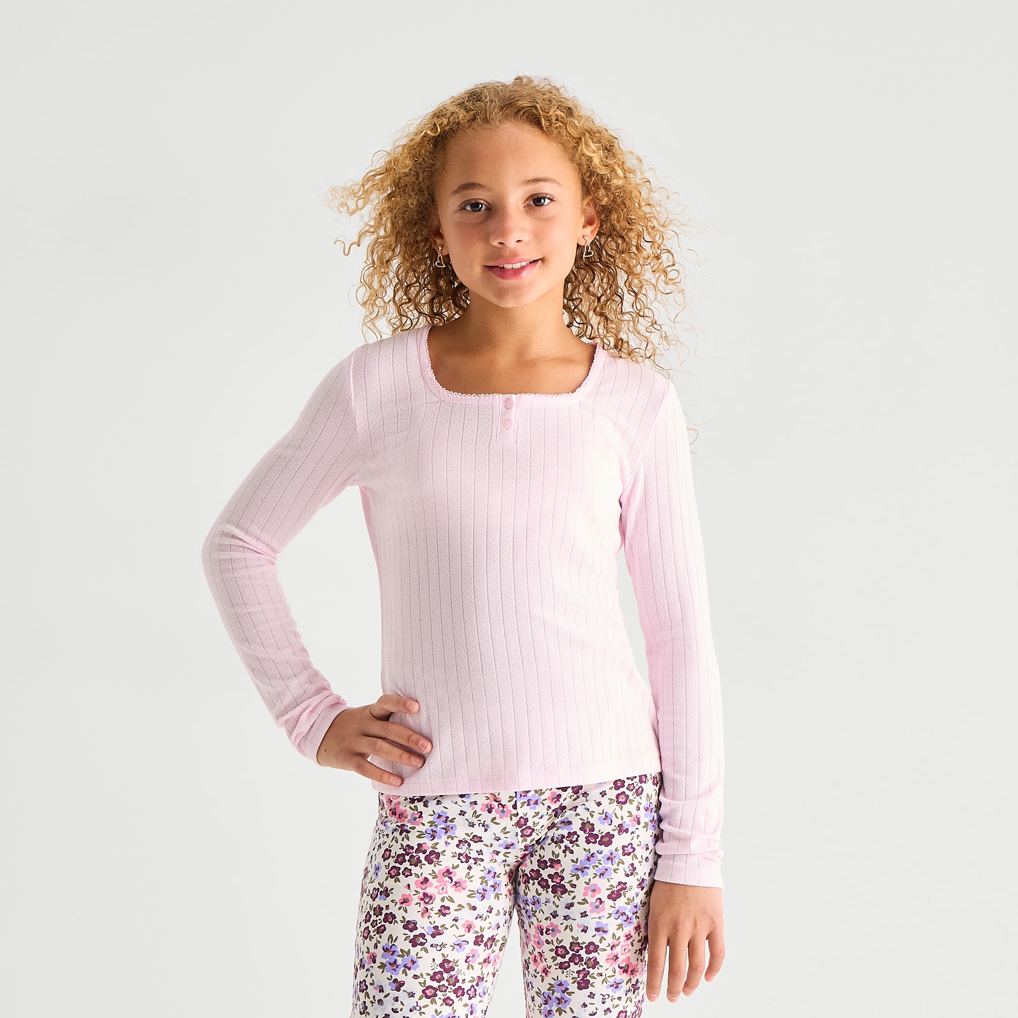 Thereabouts Little & Big Kid Girls Square Neck Long Sleeve T-Shirt