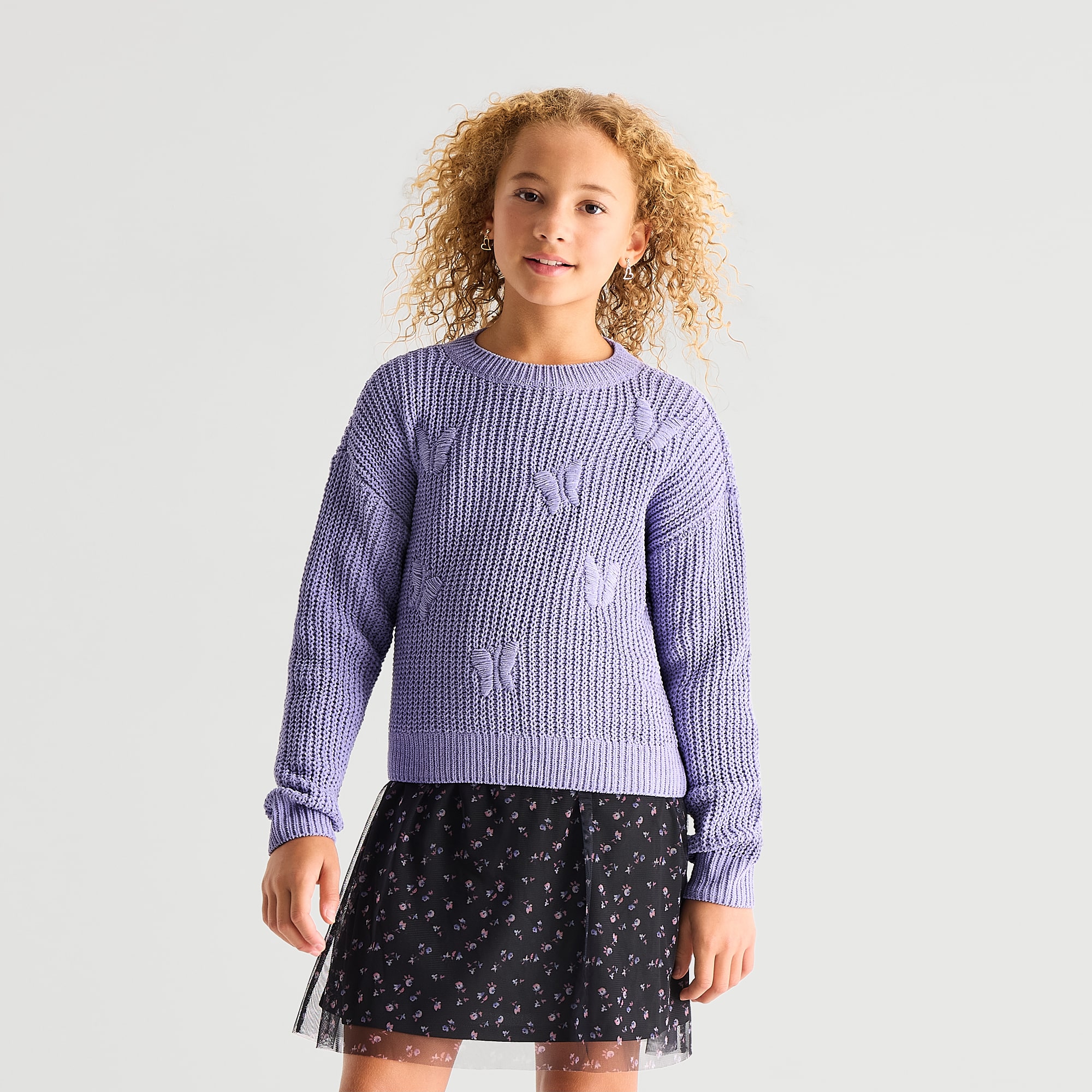 Thereabouts Little & Big Kid Girls Crew Neck Long Sleeve Pullover Sweater