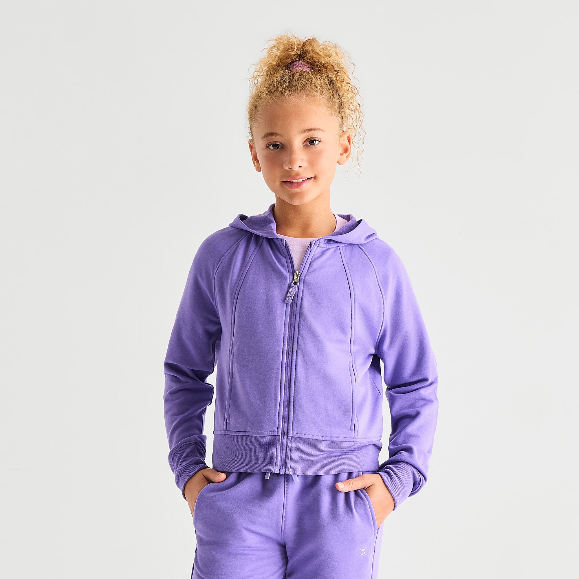 Xersion Little & Big Kid Girls Long Sleeve Fleece Zipper Active Hoodie