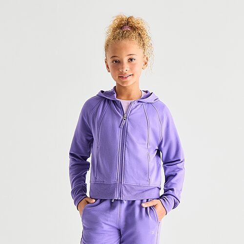 Xersion Little & Big Kid Girls Long Sleeve Fleece Zipper Active Hoodie In Purple