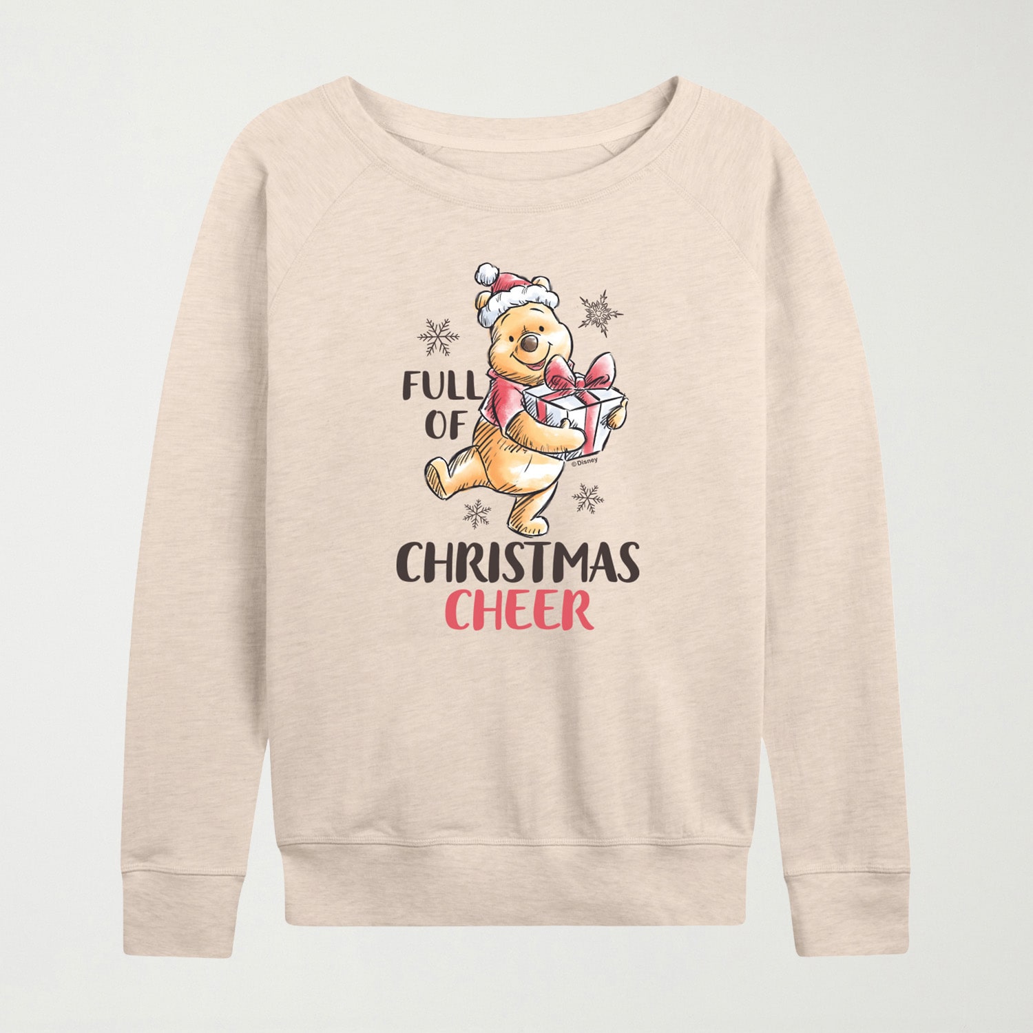 Full Of Christmas Cheer Womens Crew Neck Long Sleeve Winnie The Pooh Pullover Sweater