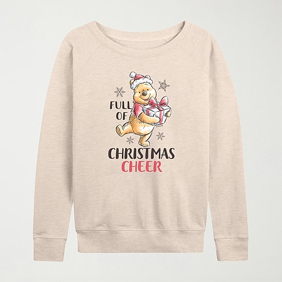 Full Of Christmas Cheer Womens Crew Neck Long Sleeve Winnie The Pooh Pullover Sweater