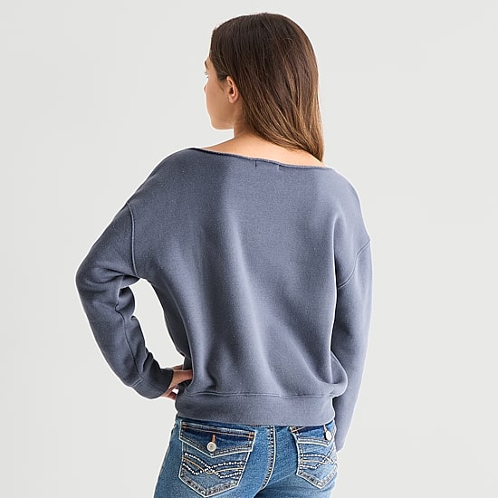 Eyeshadow Big Kid Girls Boat Neck Long Sleeve Sweatshirt