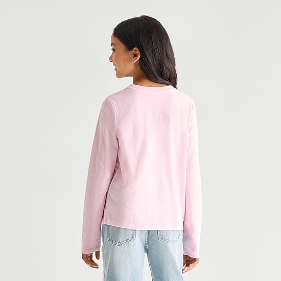 Thereabouts Little & Big Kid Girls Crew Neck Long Sleeve Classic Fit Graphic T-Shirt