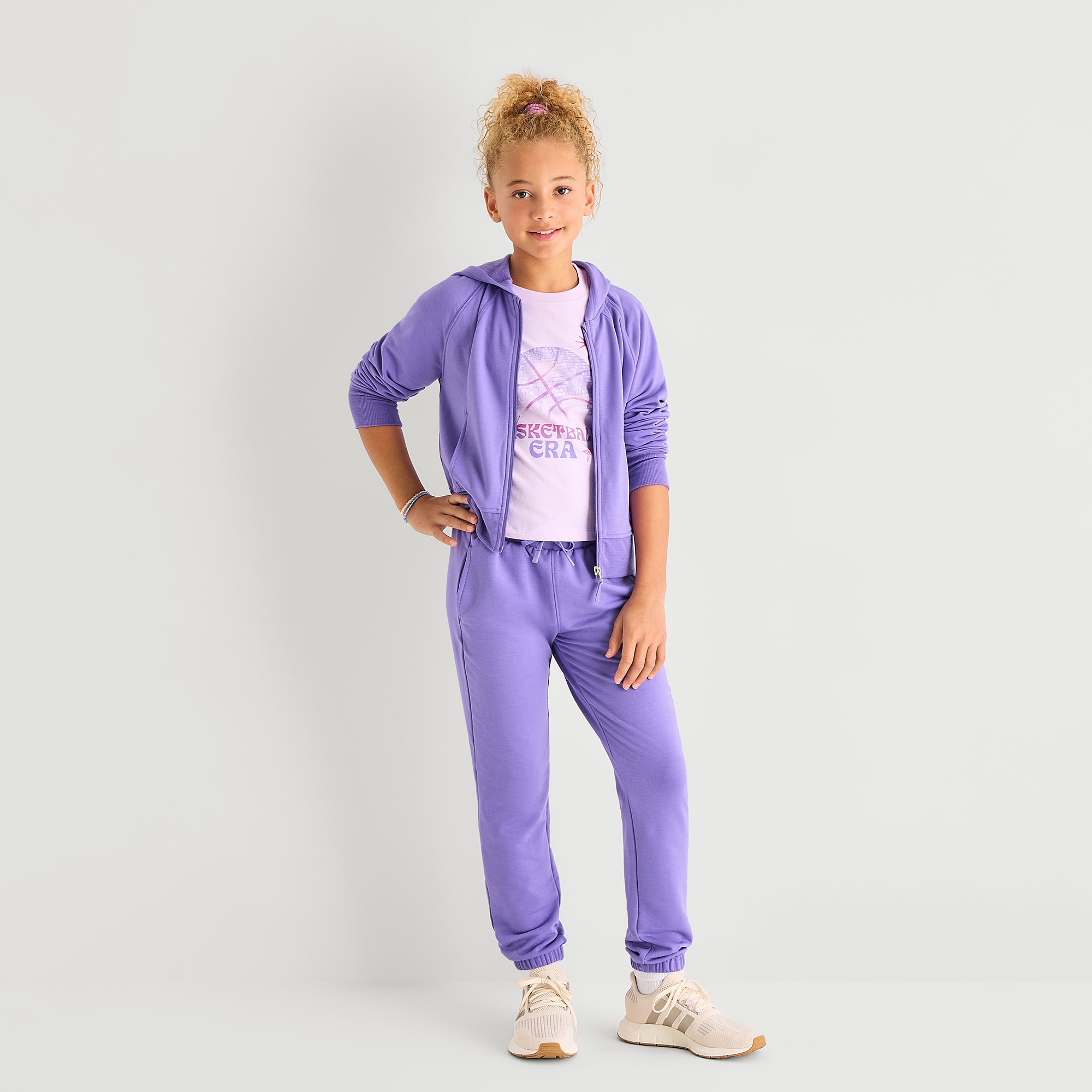 Xersion Little & Big Kid Girls Long Sleeve Fleece Zipper Active Hoodie