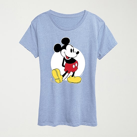 Womens Crew Neck Short Sleeve Regular Fit Mickey Mouse Graphic T-Shirt