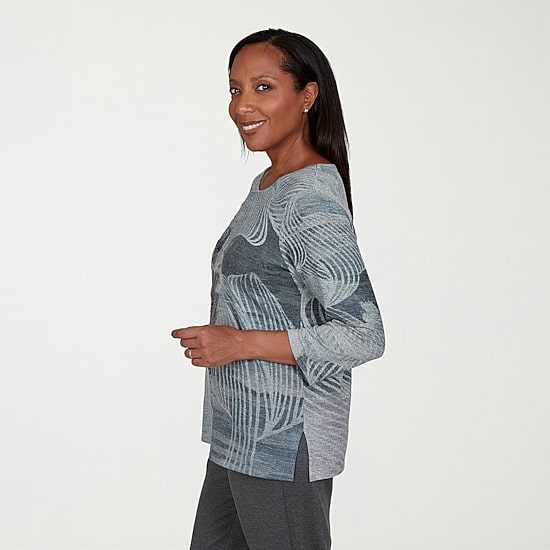 Alfred Dunner Regent Street Womens Crew Neck 3/4 Sleeve T-Shirt