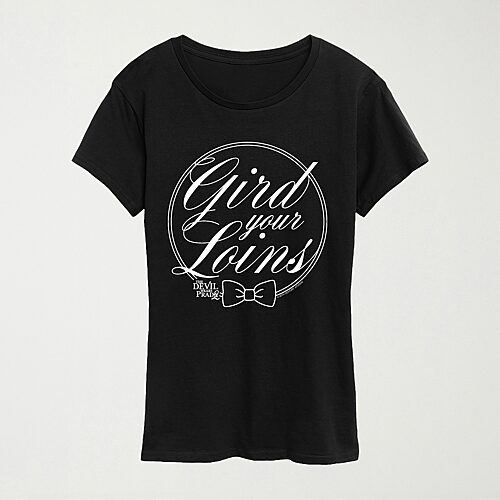 Hybrid Tees Gird Your Loins Devil Wears Prada Womens Crew Neck Short Sleeve Regular Fit Graphic T-shirt In Black