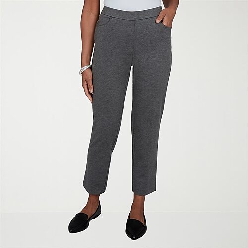 Alfred Dunner Womens Straight Pull-on Pant In Gray