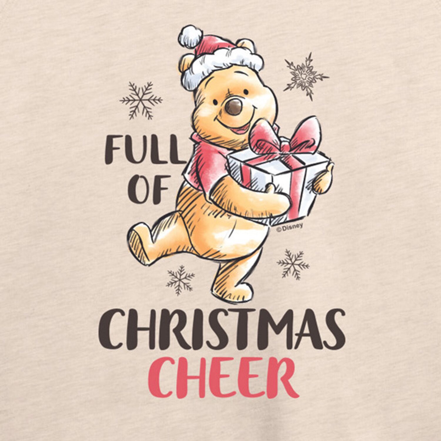 Full Of Christmas Cheer Womens Crew Neck Long Sleeve Winnie The Pooh Pullover Sweater
