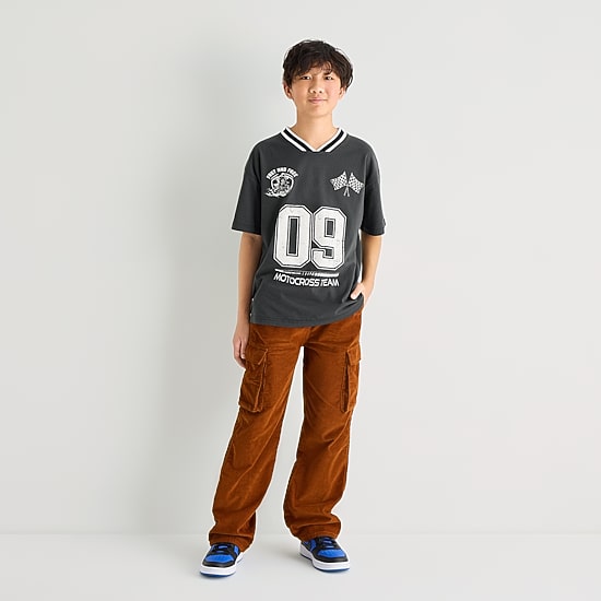 Thereabouts Little & Big Kid Boys V Neck Short Sleeve Oversized Graphic T-Shirt