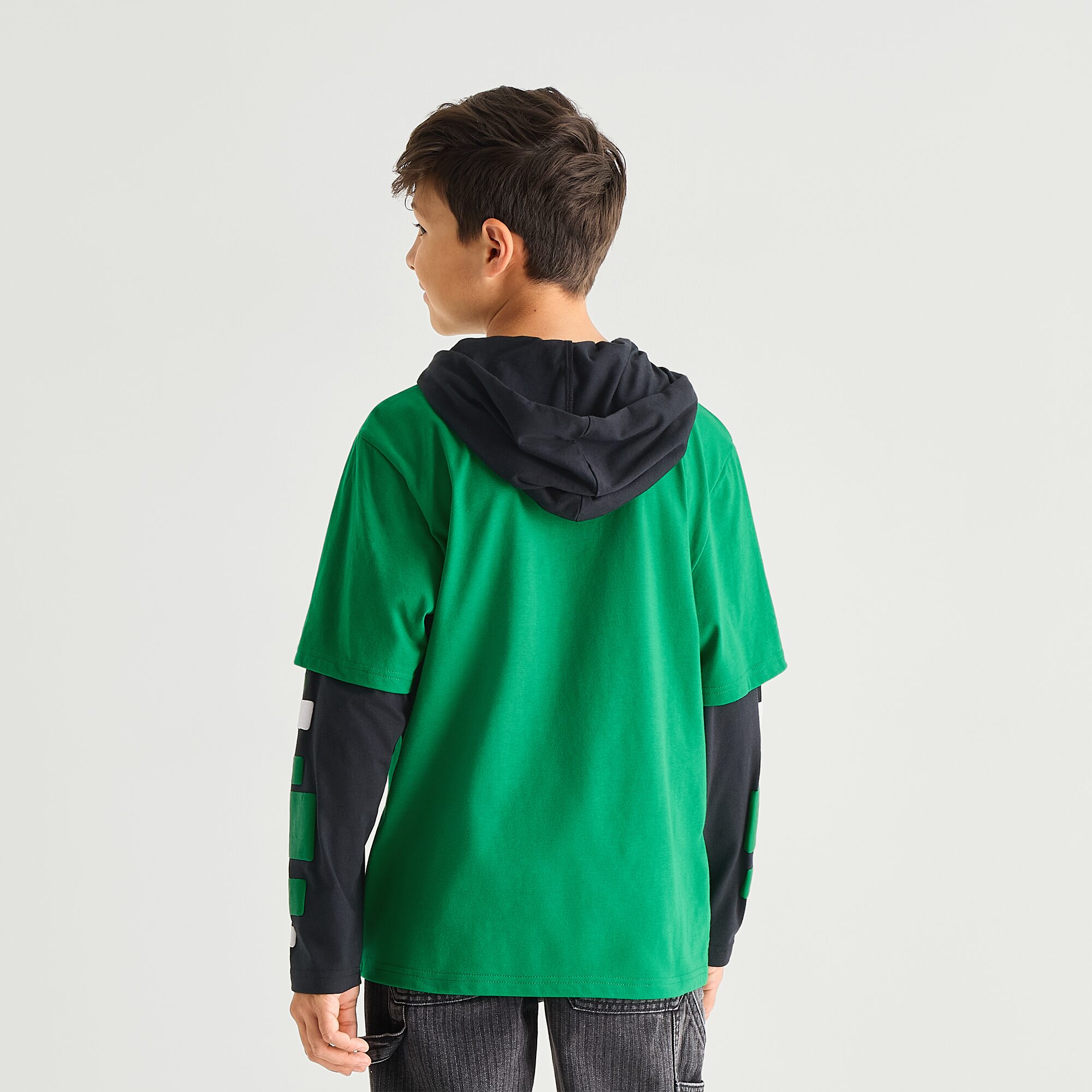Little & Big Kid Boys Hooded Long Sleeve Regular Fit Minecraft Graphic T-Shirt
