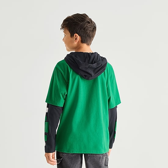 Little & Big Kid Boys Hooded Long Sleeve Regular Fit Minecraft Graphic T-Shirt
