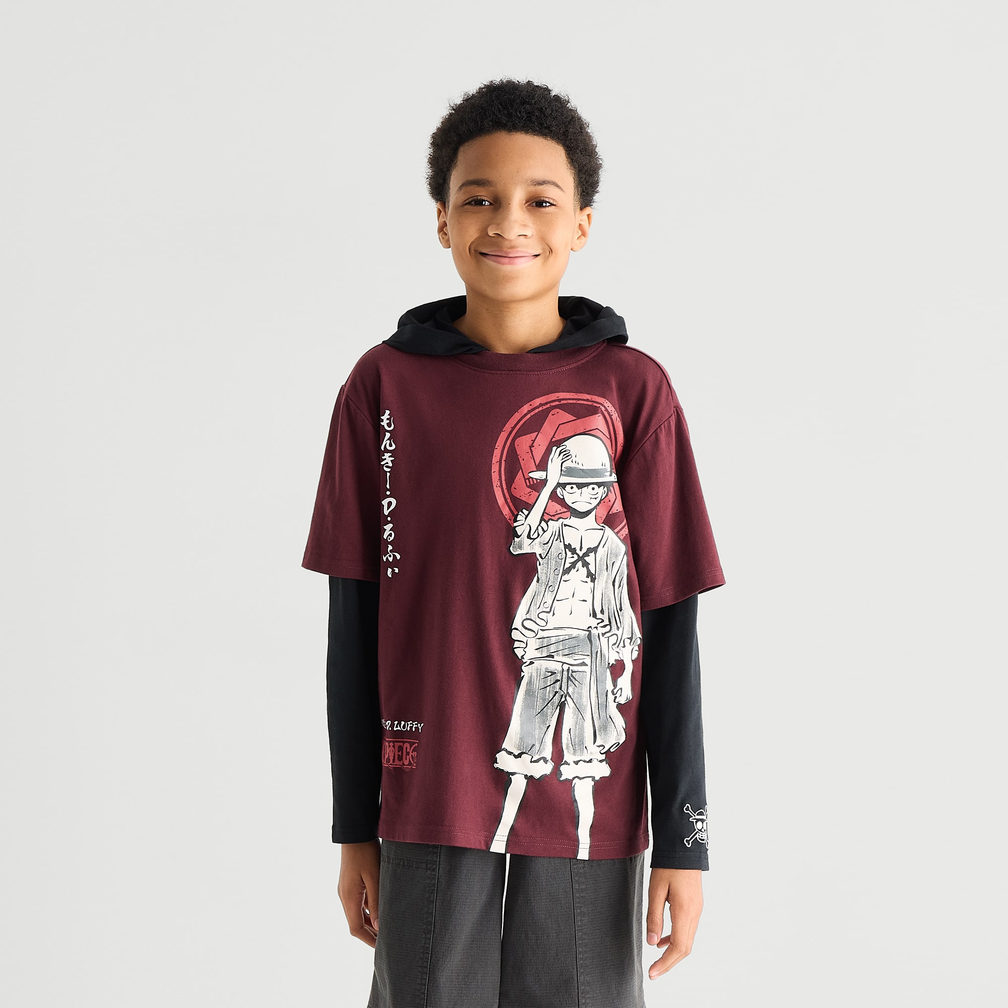 One Piece Little & Big Kid Boys Hooded Long Sleeve Regular Fit Graphic T-Shirt