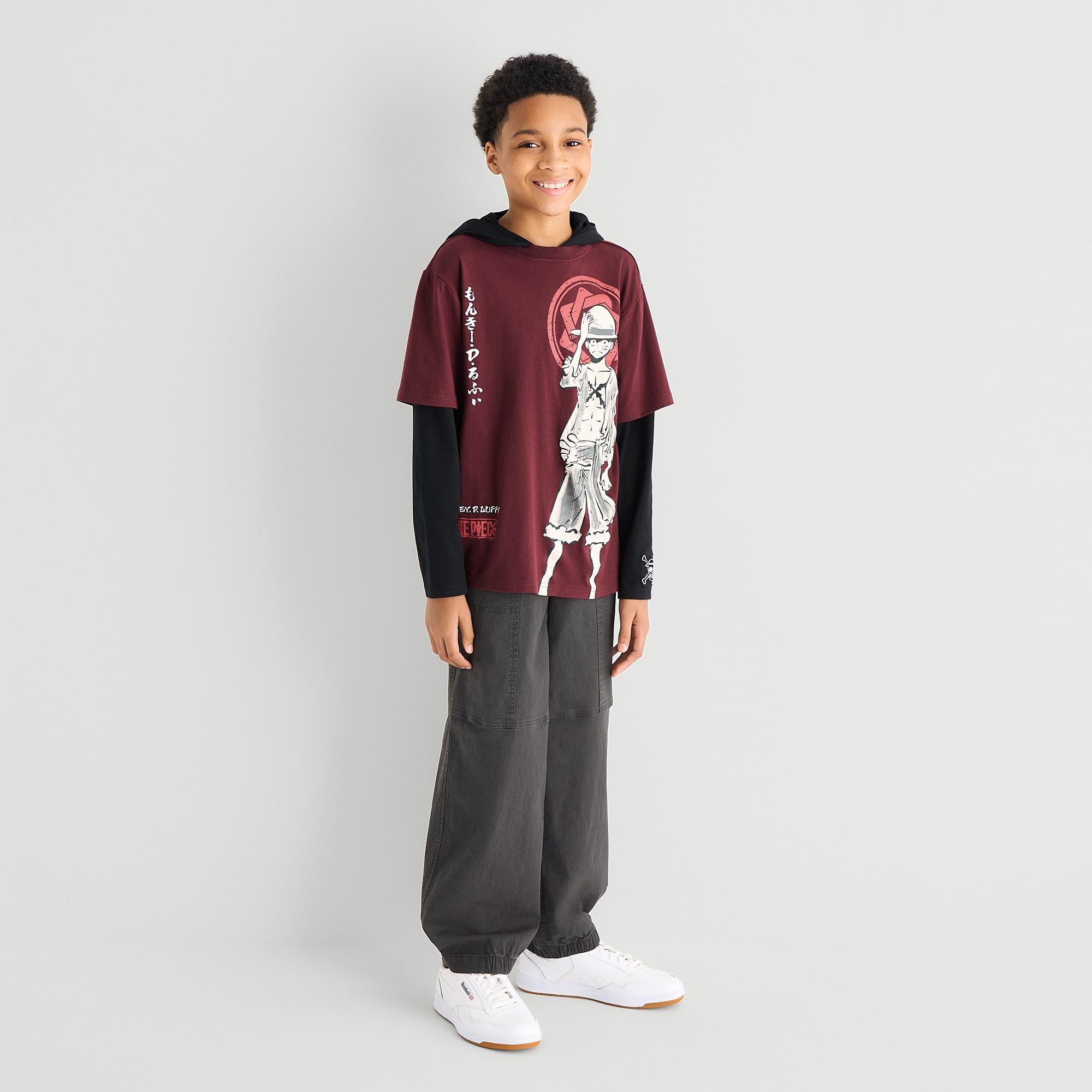One Piece Little & Big Kid Boys Hooded Long Sleeve Regular Fit Graphic T-Shirt