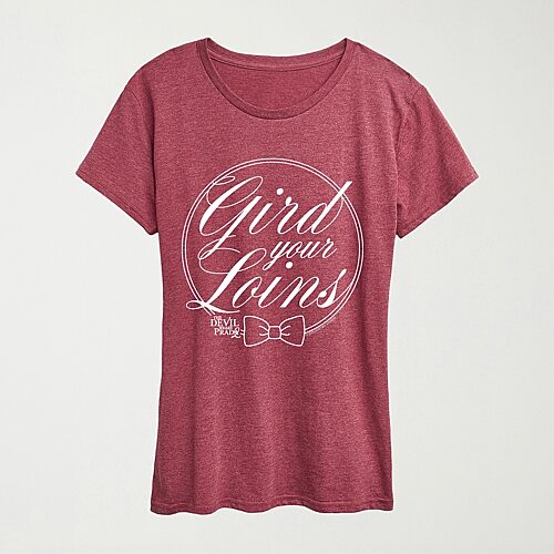 Hybrid Tees Gird Your Loins Devil Wears Prada Womens Crew Neck Short Sleeve Regular Fit Graphic T-shirt In Red